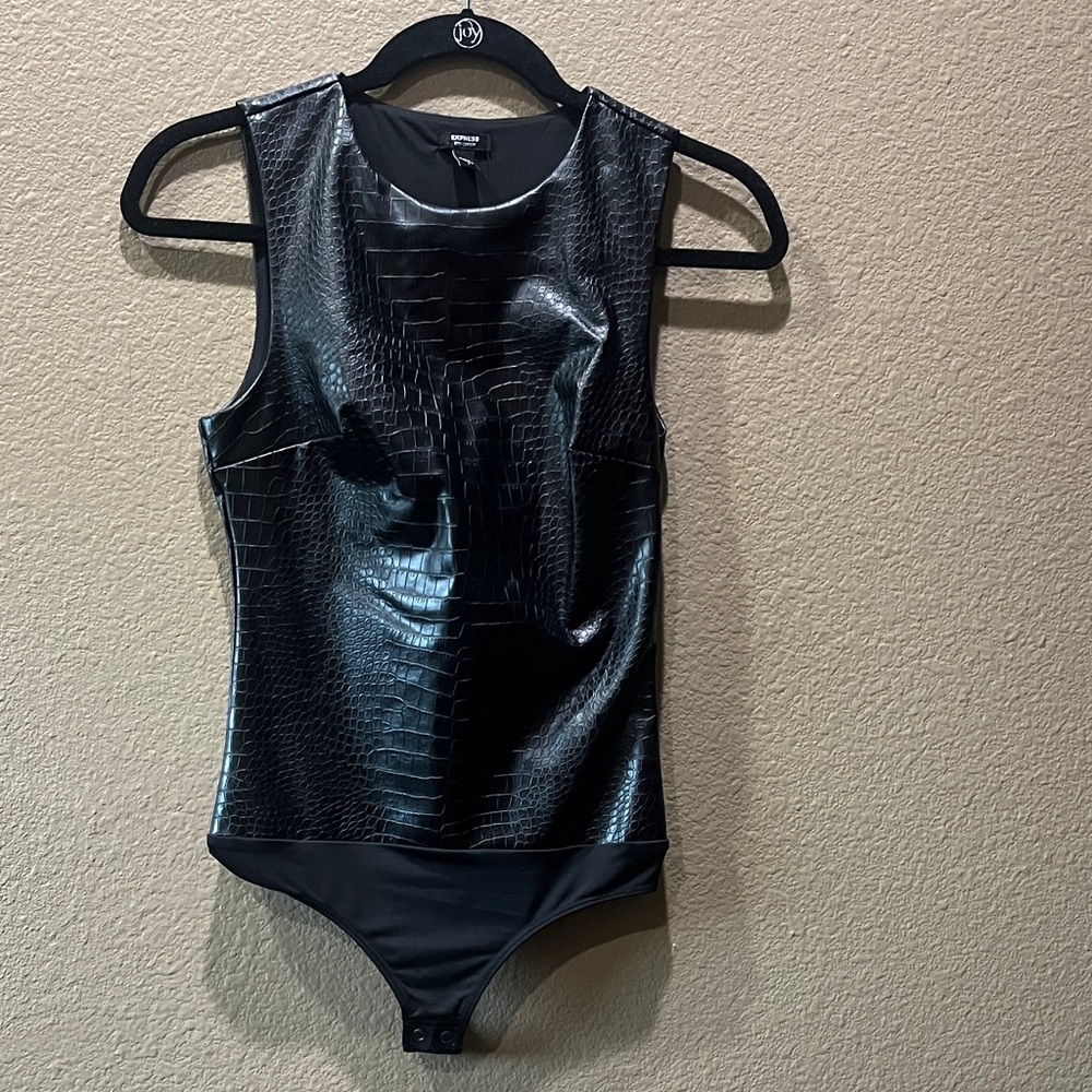 Express black Crocodile Pattern bodysuit